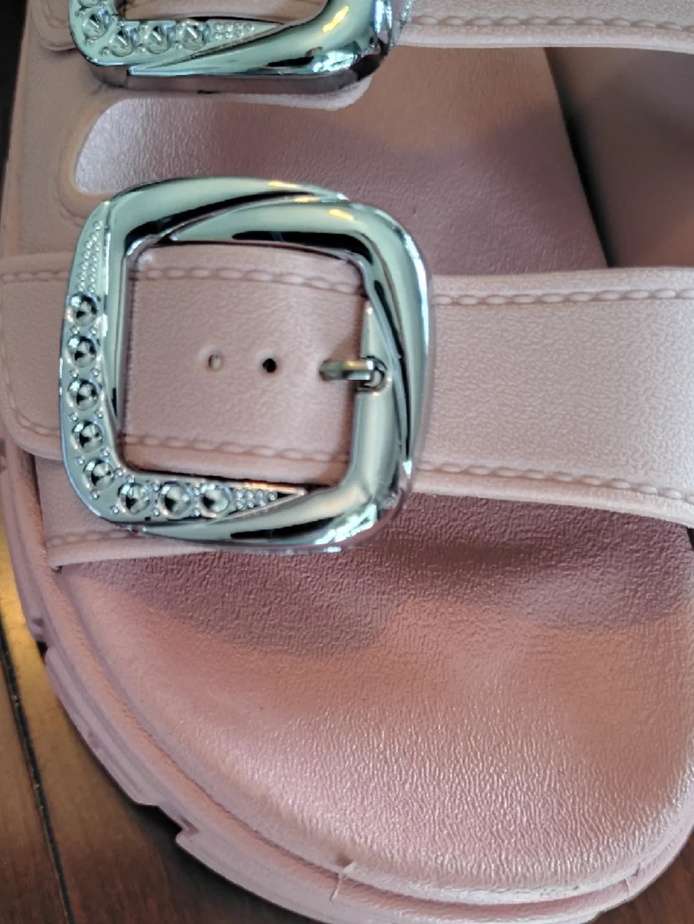 Fashion Pink Buckle Slide Sandals for Women 8.5